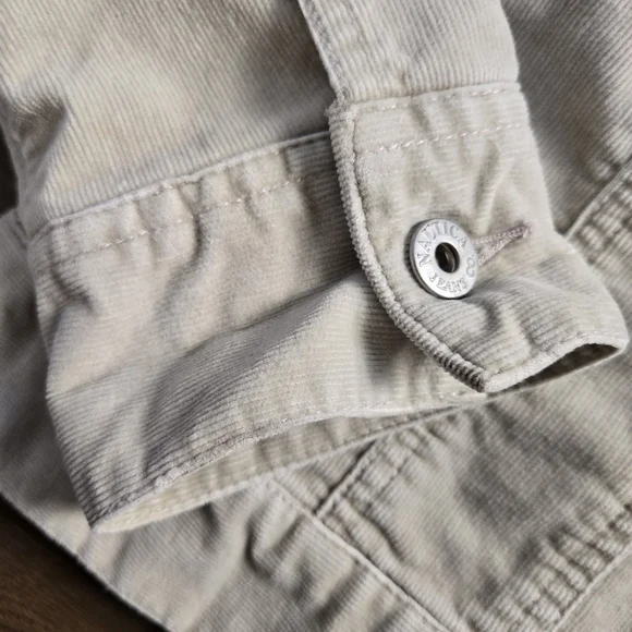 VTG Nautica corduroy 90s y2k zip up jacket beige women sz M - Picture 4 of 10